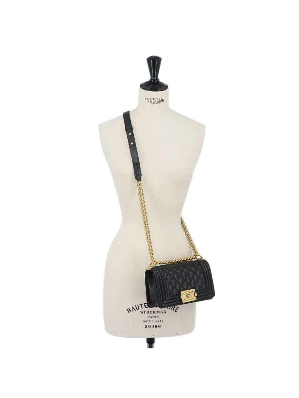 Chanel Boy Small Chain Shoulder Bag Caviar Leather Black